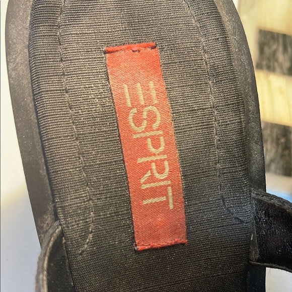 Esprit Black Wedge Shoes with Textured Straps - Picture 2 of 9